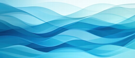 Poster - Abstract Blue Waves Background with Soft Fluid Motion for Design Use