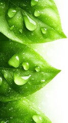 Poster - a close up of a green leaf with water droplets on it