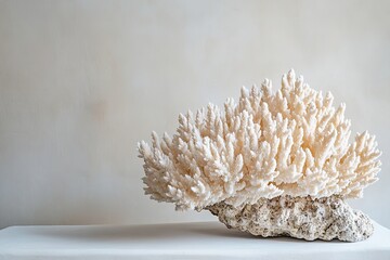 Poster - piece of coral displayed on white background showcasing intricate details positioned to right with plenty of empty
