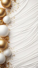 Poster - white and gold christmas ornaments on a white background