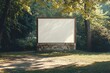 © Сергей Захаров - clean advertising board mockup with blank surface placed in park setting with soft natural light