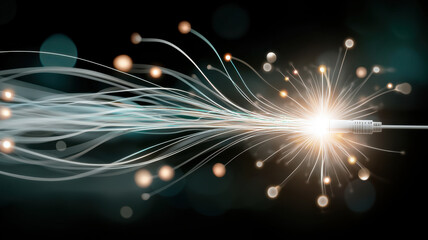 Poster - Abstract composition of light and energy flowing from cable connector