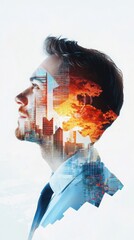 Poster - Data visualization and analytics in corporate office professional setting head profile concept