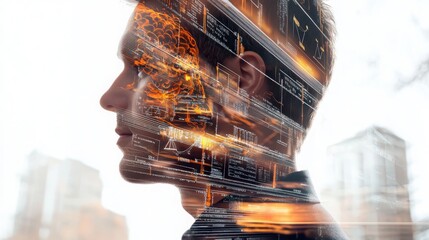 Poster - Legal compliance systems integrated with professional brain overlay in law firm environment