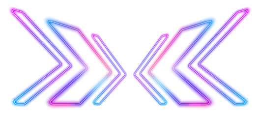 Poster - Neon blue pink arrows glow against a white mesh background, creating a sense of fast technological movement. This abstract PNG design represents high-tech energy and speed.