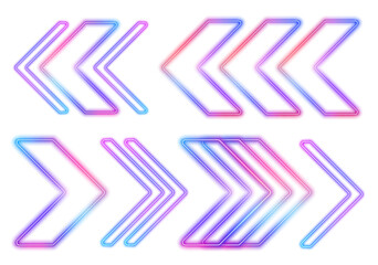 Fototapete - This set of glowing neon arrows contains a variety of colorful icons, perfect for use as location markers. Suitable for casinos, bars, cinemas, night clubs and motels in fort PNG.