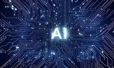 Aufkleber - glowing circuit board ai technology concept