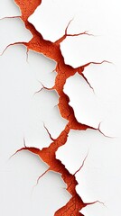 Poster - A crack in a white wall with a red crack in it