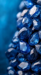 Poster - A bunch of blue sapphires on a blue background