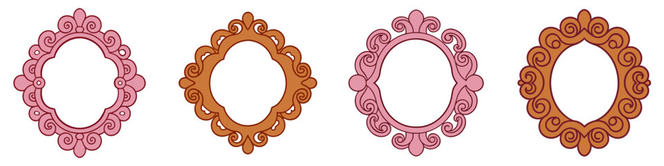 Wall Mural - set of decorative vintage frames. abstract frames. vector illustration