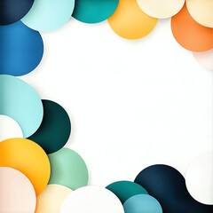 Poster - Colorful abstract circular shapes create a vibrant border with a clean white center. Perfect for backgrounds and design projects requiring modern aesthetics.