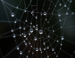 spider web with dew drops