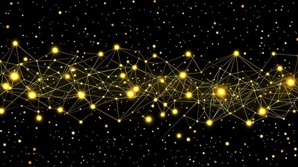 Wall Mural - Golden Constellation Network: Abstract Digital Art