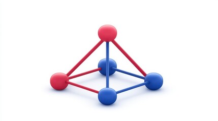 Poster - A colorful 3D model of a tetrahedron with red and blue spheres as vertices and connections, representing geometric concepts.