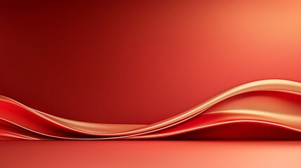 Poster - Abstract red and gold wave pattern on a smooth gradient background, perfect for modern design projects and artistic presentations.