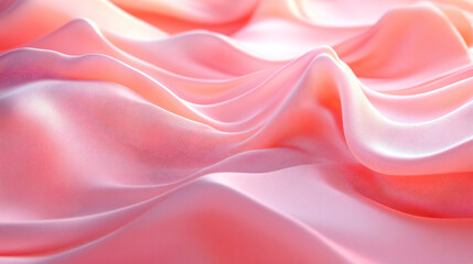 Poster - Soft Pink Silk Fabric Drapes Beautifully, Showcasing Smooth Textures and Gentle Folds in Warm Light