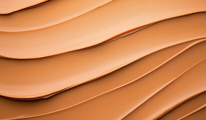 Poster - A close-up abstract image showcasing smooth, curved layers of creamy brown material, perfect for background or texture use in graphic design projects.