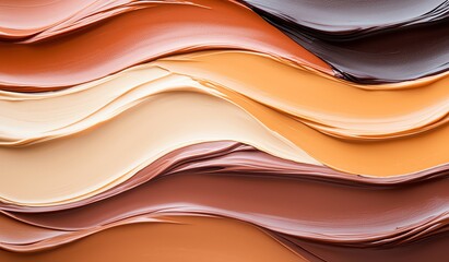 Poster - Abstract image showcasing layers of smooth, flowing textures in earthy brown and beige tones, creating a harmonious and calming visual effect perfect for artistic projects or inter