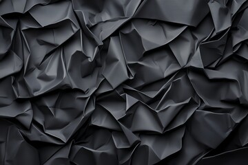 Poster - Abstract black crumpled paper texture with shadows creates a dramatic, textured backdrop. Ideal for backgrounds, graphic design, and artistic projects.