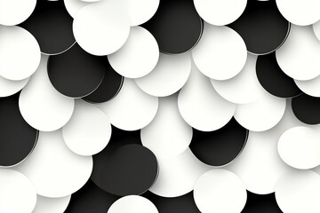 Poster - Abstract black and white geometric pattern of overlapping circles, creating a textured and modern visual effect perfect for backgrounds and design inspirations.