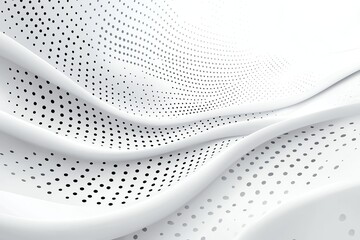 Poster - Abstract white dotted background with flowing waves and undulating patterns. Perfect for modern design projects and creative inspirations.