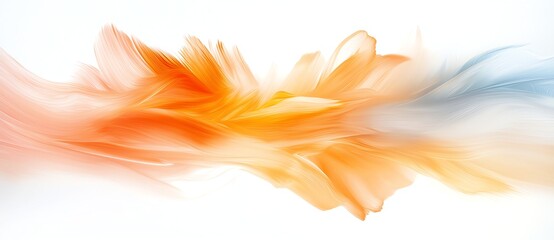 Poster - Abstract colorful flow of orange and blue hues blending smoothly on a white background, creating a dynamic and artistic visual effect.