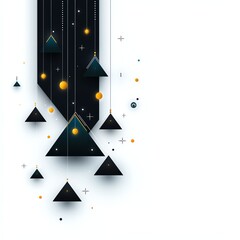 Poster - Modern abstract design featuring black geometric triangles with glowing orange accents on a white background, symbolizing innovation and creativity.