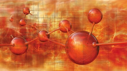 Poster - Artistic depiction of glass molecule models on a banner, representing innovative research in chemistry and biotech