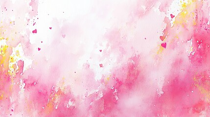 Poster - Artistic watercolor background with pink hearts, soft gradients and textures for love and romance visuals