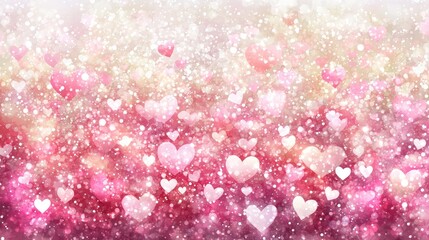 Poster - Artistic watercolor background with pink hearts, soft gradients and textures for love and romance visuals