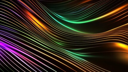Poster - Abstract Digital Flowing Waves Representation with Vibrant Colors and Light Effects