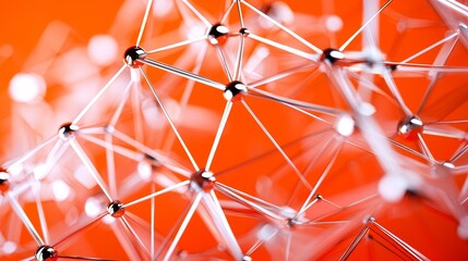 Poster - Abstract Creative Composition of an AI Network on a Bright Orange Background