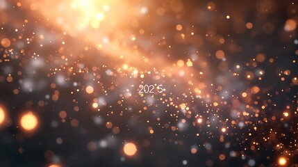 Poster - Abstract gradient background in sparkling gold and silver tones, with glowing bokeh lights and a minimal 