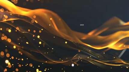Poster - Abstract gradient background in sparkling gold and silver tones, with glowing bokeh lights and a minimal 