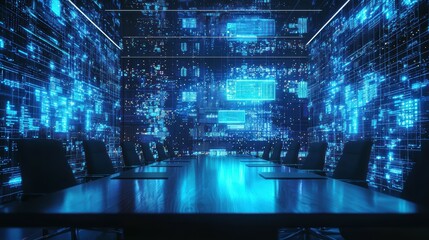 Poster - Futuristic Conference Room with Digital Displays and High-Tech Design