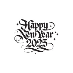 Leinwandbilder - happy new year 2025 typography calligraphy typescript hand drawn letterings text t-shirt vector design