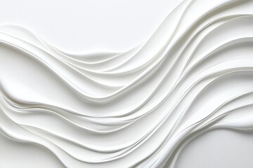 Poster - Elegant white waves create a flowing abstract design, offering a minimalist and serene aesthetic perfect for modern creative projects and backgrounds.