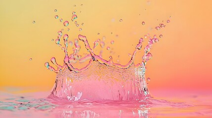 Wall Mural - Pink and Yellow Water Droplet Splash Crown