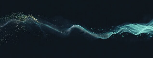 Fototapete - Abstract Teal Wave Digital Art: A Serene Digital Landscape