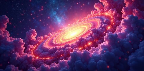 Wall Mural - Abstract swirling nebula, vibrant cosmic colors, cosmos, astronomical, otherworldly