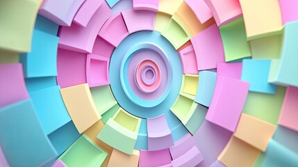Poster - A harmonious composition of soft pastel-colored circles and squares, intricately layered to form an eye-catching abstract design that radiates peace