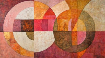 Poster - A harmonious composition of soft pastel-colored circles and squares, intricately layered to form an eye-catching abstract design that radiates peace