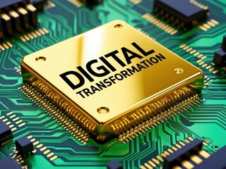 Poster - A golden microchip with the text 