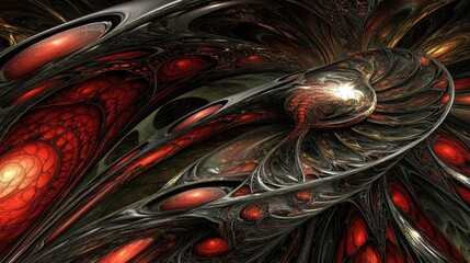 Poster - Abstract shapes and neon lights intertwining in a dynamic fusion of 2D and 3D elements