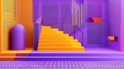 Poster - An energetic blend of abstract shapes and forms, merging 2D elements into a 3D space with bold colors.