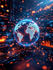 Poster - Global Connectivity: A Futuristic Digital Globe