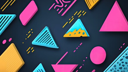Aufkleber - Bold geometric patterns colliding with glowing shapes in a vibrant, energetic space.