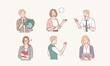 © autumnn - character set of man and woman teacher, tutor and educator. Hand drawn style vector design illustrations.