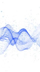 Poster - Blue glowing circles particles wave and dust at the center of a white background, bokeh effect, vertical composition. Loop animation footage for graphic design.