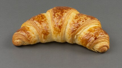 Wall Mural - Golden Brown Croissant on a Gray Surface